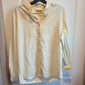 David Brooks Women's Striped Button Down Shirt in Yellow